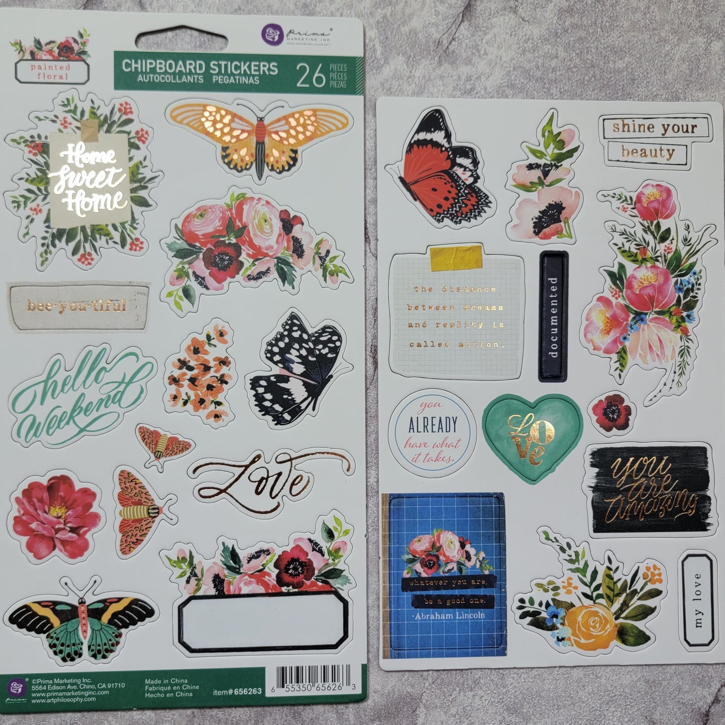 Painted Floral Chipboard Stickers