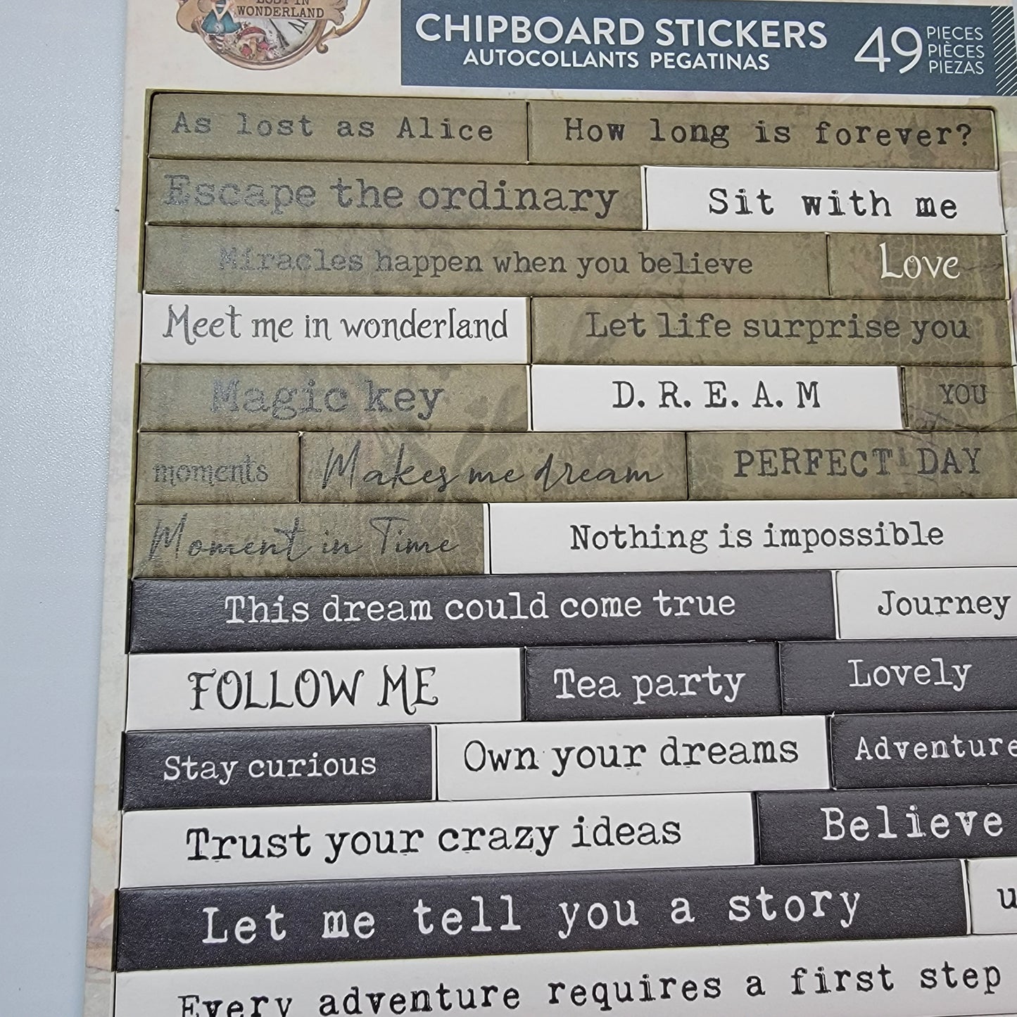 Lost in Wonderland Chipboard Stickers