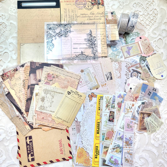 Junk Journal Supplies Kit with Clear Stamp