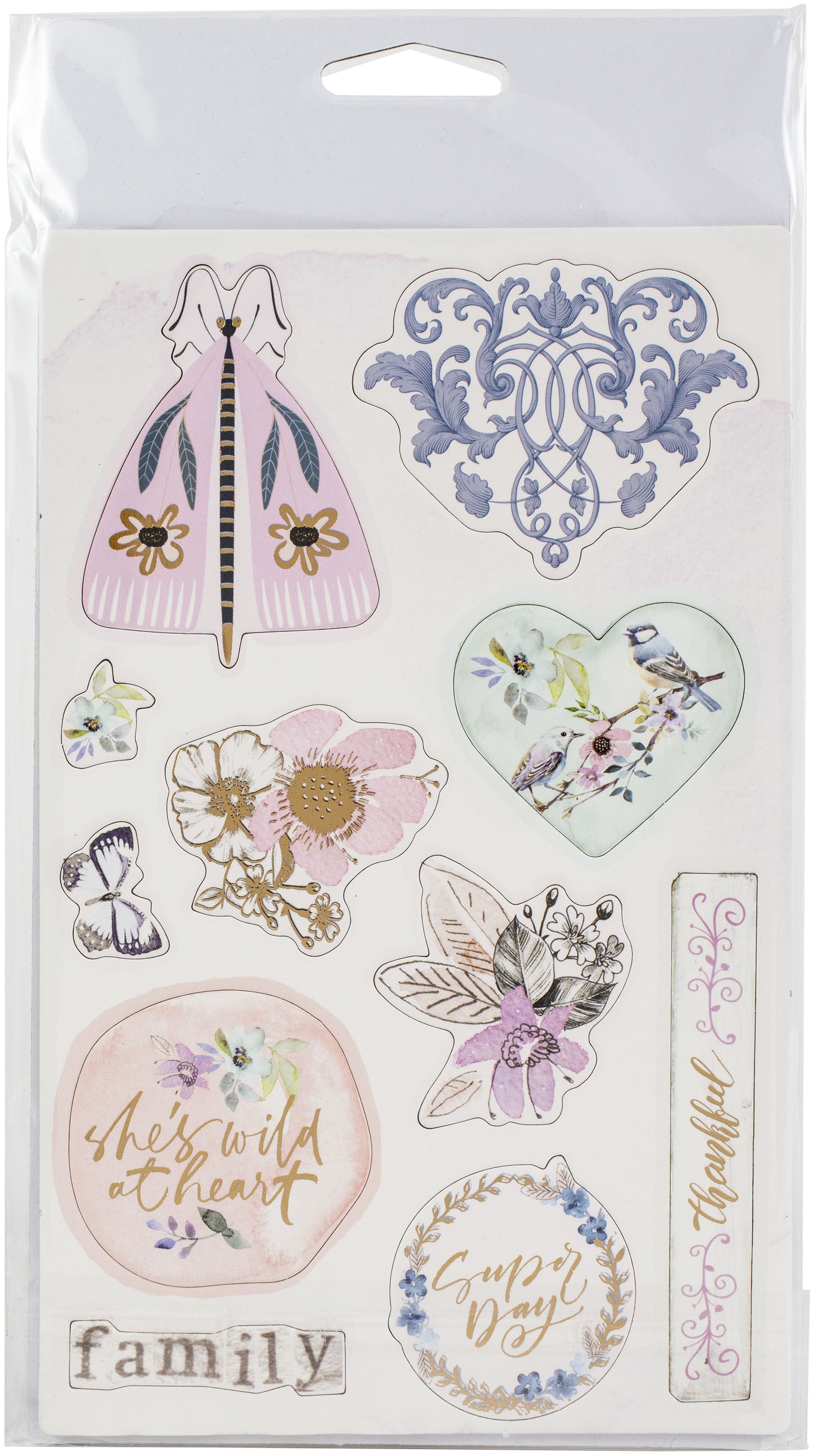 Watercolor Floral Chipboard Stickers