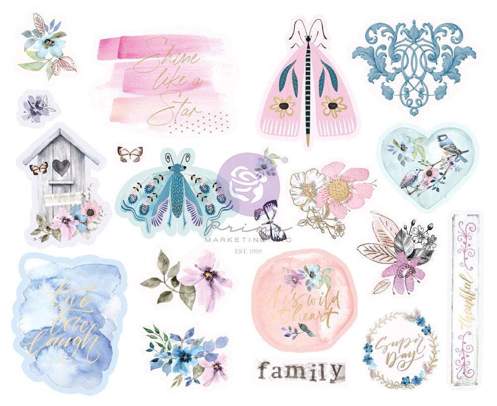 Watercolor Floral Chipboard Stickers